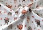 Preview: Luna Biostoff verspielter Jersey mit Waldtieren und Blumenkränzen weiss